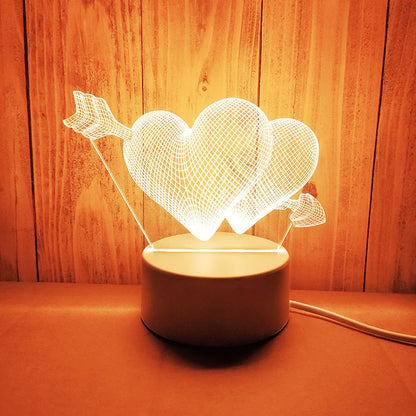 Romantic Love 3D Acrylic LED Lamp - Table Lamp for Home Decor and Parties