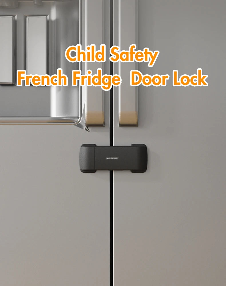 Door Refrigerator/Freezer Lock with Adjustable Cabinet Door Gap Protection for Child Safety