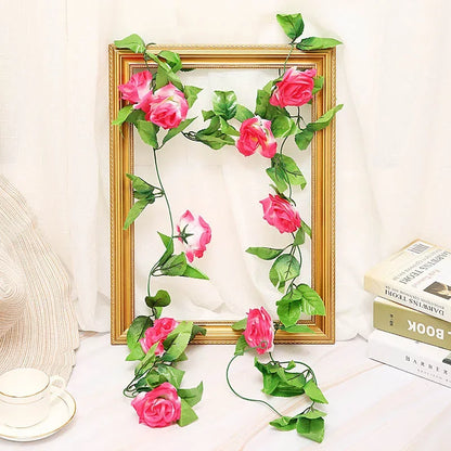 Silk Roses Ivy Vine with Green Leaves for Home and Wedding Decoration