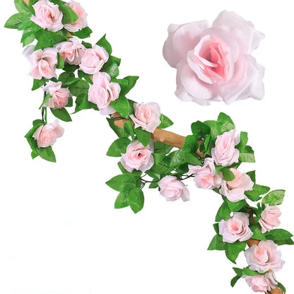 Silk Roses Ivy Vine with Green Leaves for Home and Wedding Decoration