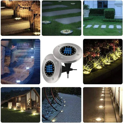 Solar Power Disk Light Outdoor Garden Solar Underground Deck Spotlight Buried LED Lamp