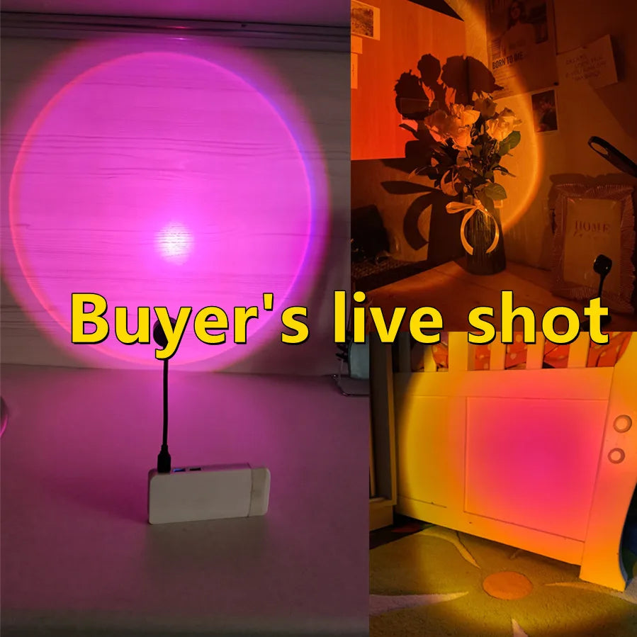 LED USB Sunset Lamp Projector - Portable Mood Light for Home Decor