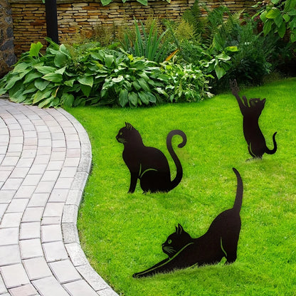 Black Metal Cat Garden Stake Decoration