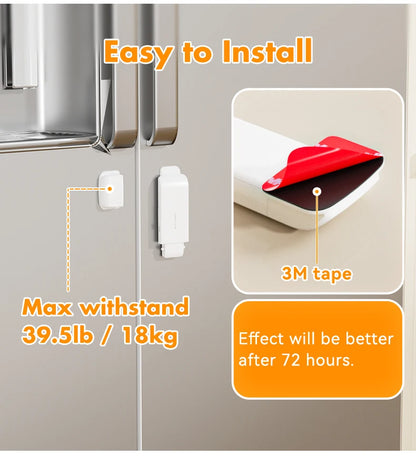 Door Refrigerator/Freezer Lock with Adjustable Cabinet Door Gap Protection for Child Safety