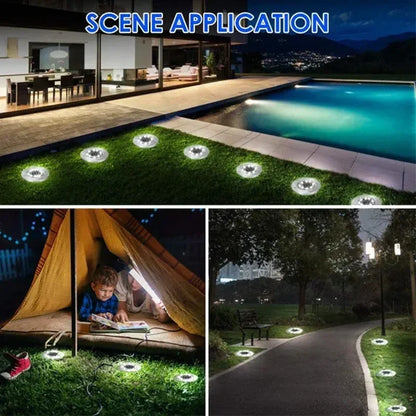 Solar Power Disk Light Outdoor Garden Solar Underground Deck Spotlight Buried LED Lamp