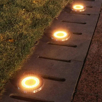 Solar Power Disk Light Outdoor Garden Solar Underground Deck Spotlight Buried LED Lamp