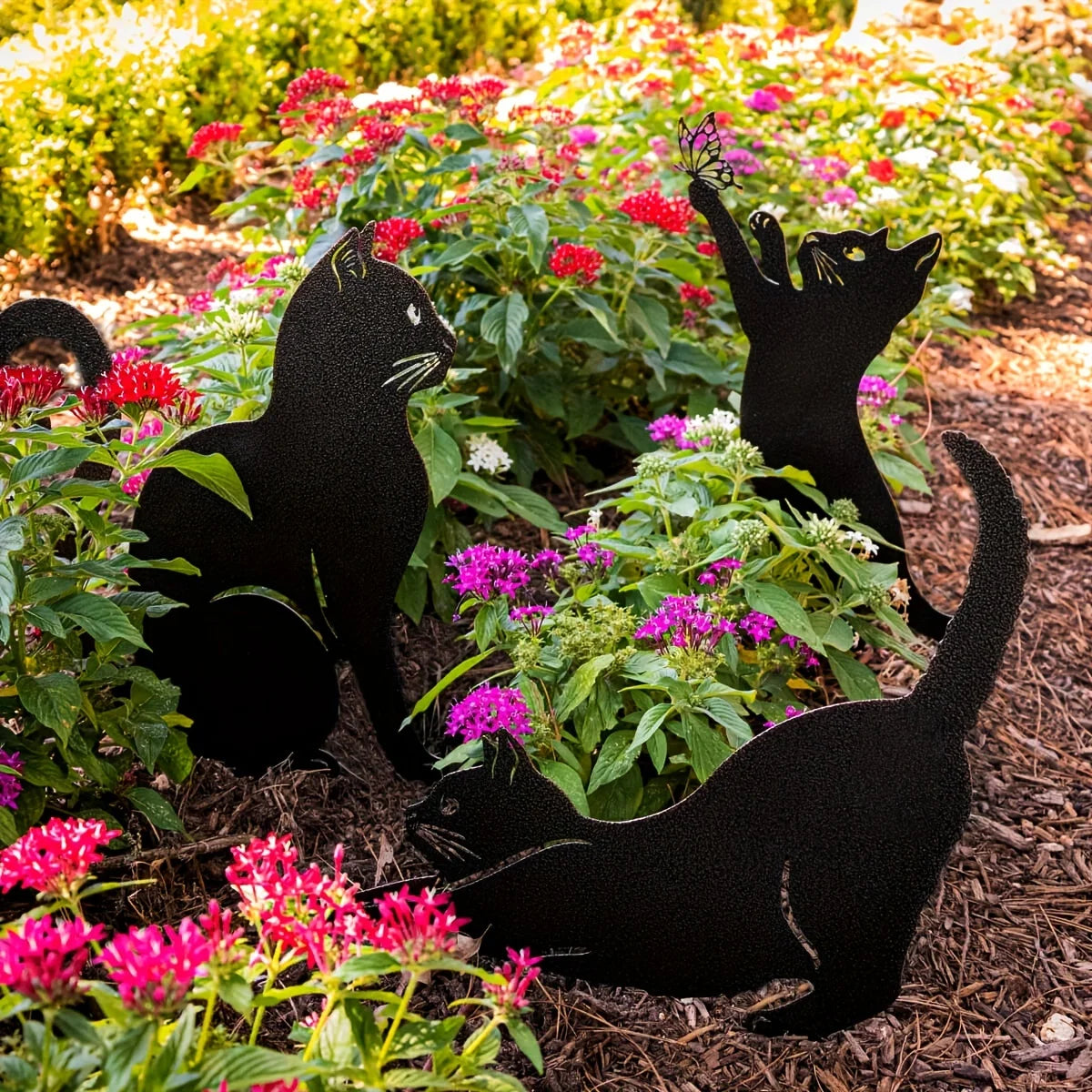 Black Metal Cat Garden Stake Decoration