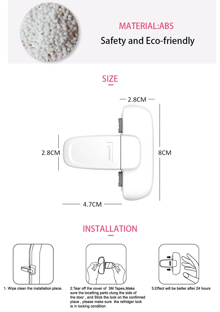 Door Refrigerator/Freezer Lock with Adjustable Cabinet Door Gap Protection for Child Safety