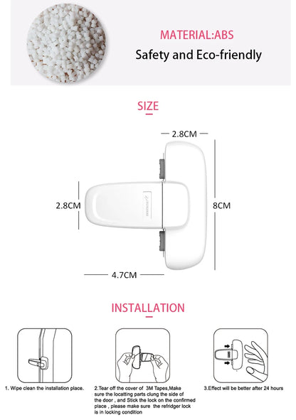 Door Refrigerator/Freezer Lock with Adjustable Cabinet Door Gap Protection for Child Safety